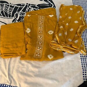 Bundle of yellow and pink unstitched kurta set